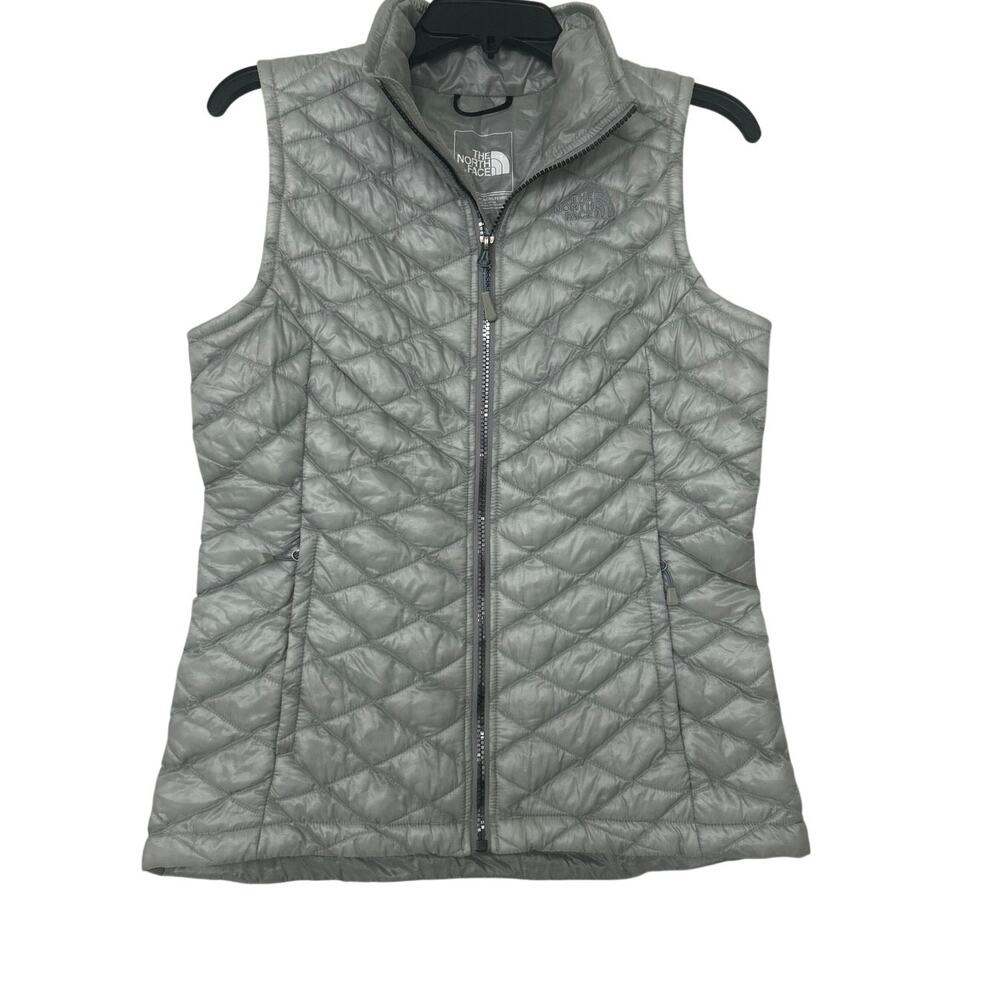 The North Face ThermoBall Quilted Insulated Vest Gray Small Hiking Layering